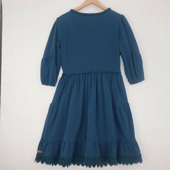 Matilda Jane Clothing Make Believe Hold The Key Dress Teal Blue Women's Medium - Picture 8 of 8